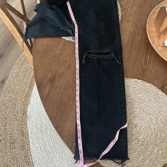 Agolde Black Distressed High Rise Straight Leg Fray Hem Cherie Jeans | 28 - Picture 6 of 10